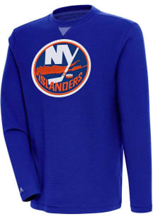 Antigua New York Islanders Mens Blue Flier Bunker Long Sleeve Crew Sweatshirt