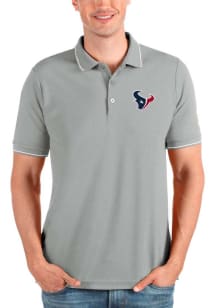 Antigua Houston Texans Mens Grey Affluent Short Sleeve Polo