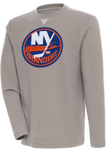 Antigua New York Islanders Mens Oatmeal Flier Bunker Long Sleeve Crew Sweatshirt