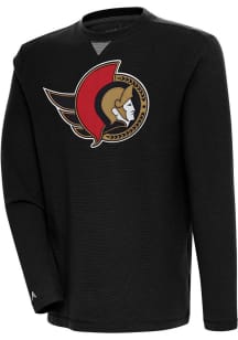 Antigua Ottawa Senators Mens Black Flier Bunker Long Sleeve Crew Sweatshirt
