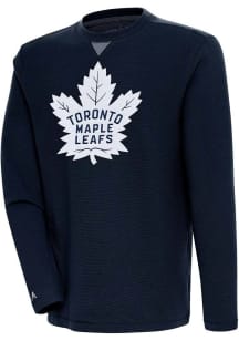 Antigua Toronto Maple Leafs Mens Navy Blue Flier Bunker Long Sleeve Crew Sweatshirt