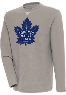 Antigua Toronto Maple Leafs Mens Oatmeal Flier Bunker Long Sleeve Crew Sweatshirt