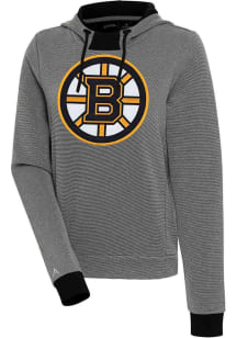 Antigua Boston Bruins Womens Black Axe Bunker Hooded Sweatshirt