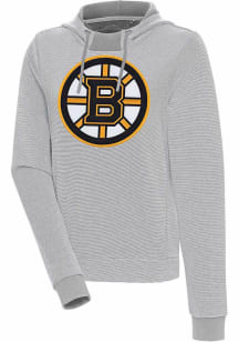 Antigua Boston Bruins Womens Grey Axe Bunker Hooded Sweatshirt
