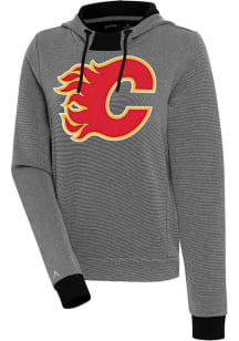 Antigua Calgary Flames Womens Black Axe Bunker Hooded Sweatshirt