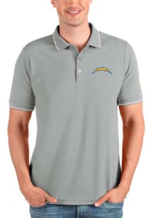 Antigua Los Angeles Chargers Mens Grey Affluent Short Sleeve Polo