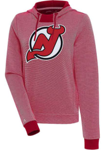 Antigua New Jersey Devils Womens Red Axe Bunker Hooded Sweatshirt