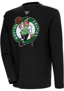 Antigua Boston Celtics Mens Black Flier Bunker Long Sleeve Crew Sweatshirt