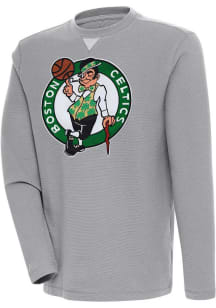Antigua Boston Celtics Mens Grey Flier Bunker Long Sleeve Crew Sweatshirt