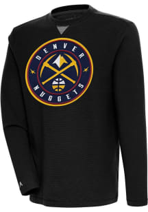 Antigua Denver Nuggets Mens Black Flier Bunker Long Sleeve Crew Sweatshirt