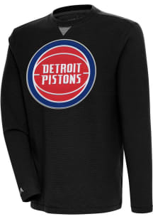 Antigua Detroit Pistons Mens Black Flier Bunker Long Sleeve Crew Sweatshirt