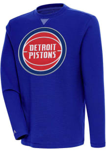 Antigua Detroit Pistons Mens Blue Flier Bunker Long Sleeve Crew Sweatshirt