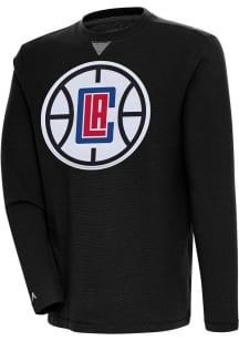 Antigua Los Angeles Clippers Mens Black Flier Bunker Long Sleeve Crew Sweatshirt