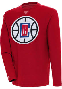 Antigua Los Angeles Clippers Mens Red Flier Bunker Long Sleeve Crew Sweatshirt