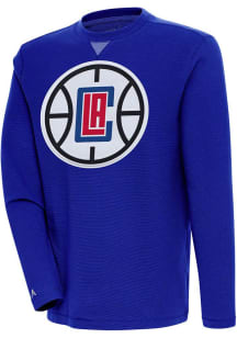 Antigua Los Angeles Clippers Mens Blue Flier Bunker Long Sleeve Crew Sweatshirt