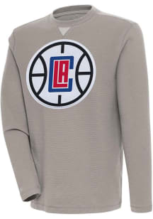 Antigua Los Angeles Clippers Mens Oatmeal Flier Bunker Long Sleeve Crew Sweatshirt