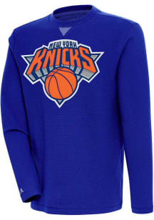 Antigua New York Knicks Mens Blue Flier Bunker Long Sleeve Crew Sweatshirt
