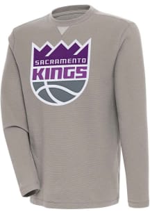 Antigua Sacramento Kings Mens Oatmeal Flier Bunker Long Sleeve Crew Sweatshirt