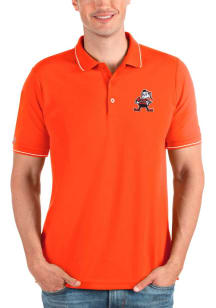 Antigua Cleveland Browns Mens Orange Affluent Short Sleeve Polo