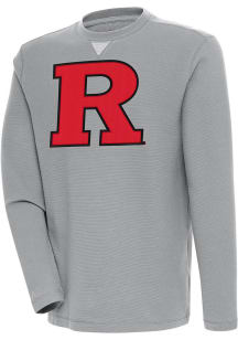 Antigua Rutgers Scarlet Knights Mens Grey Flier Bunker Long Sleeve Crew Sweatshirt