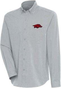 Antigua Arkansas Razorbacks Mens Grey Compression Long Sleeve Dress Shirt