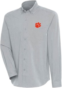 Antigua Clemson Tigers Mens Grey Compression Long Sleeve Dress Shirt