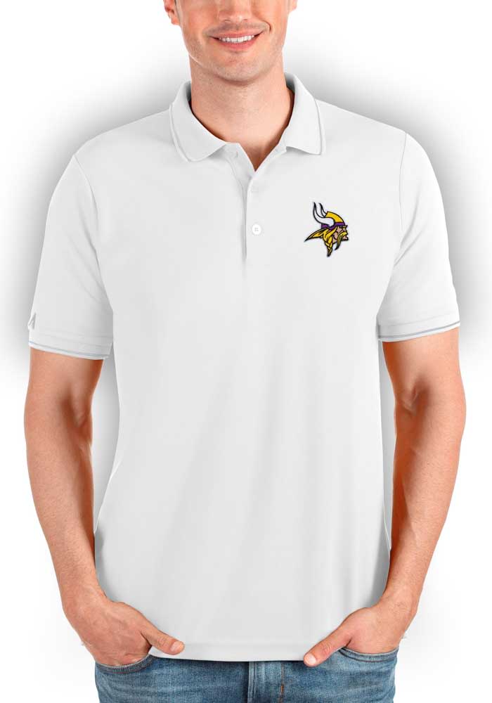 Antigua Minnesota Vikings Grey Affluent Short Sleeve Polo, Grey, 100% POLYESTER, Size M, Rally House