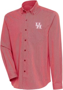 Antigua Houston Cougars Mens Red Compression Long Sleeve Dress Shirt