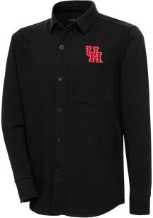 Antigua Houston Cougars Mens Black Steamer Shacket Long Sleeve Dress Shirt