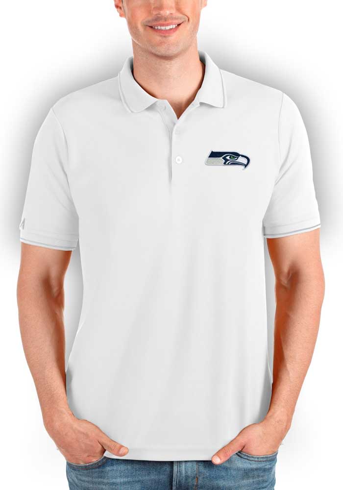 Antigua Seattle Seahawks Mens White Affluent Short Sleeve Polo