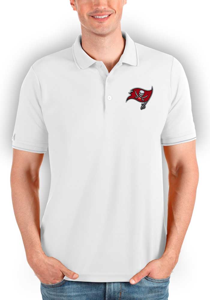 Antigua Tampa Bay Buccaneers Mens White Affluent Short Sleeve Polo