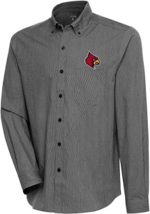 Antigua Louisville Cardinals Mens Black Compression Long Sleeve Dress Shirt
