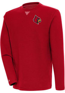 Antigua Louisville Cardinals Mens Red Flier Bunker Long Sleeve Crew Sweatshirt