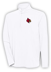 Antigua Louisville Cardinals Mens White Hunk Long Sleeve 1/4 Zip Pullover