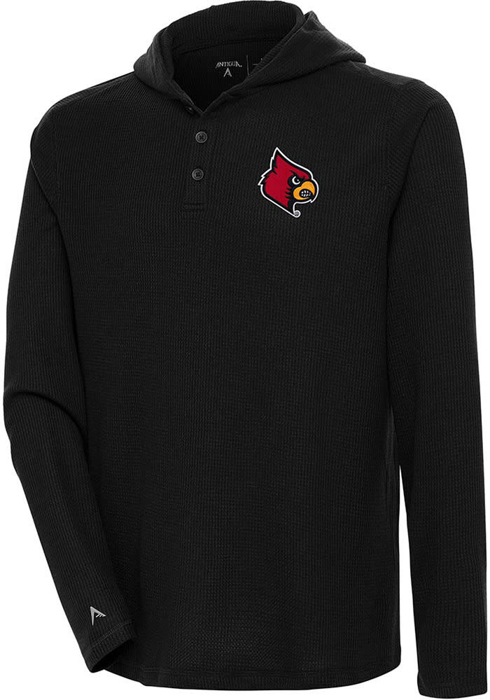 Antigua Louisville Cardinals Black Absolute Long Sleeve Hoodie, Black, 100% POLYESTER, Size XL, Rally House