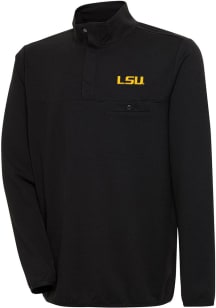 Antigua LSU Tigers Mens Black Steamer Long Sleeve 1/4 Zip Pullover