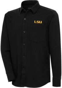 Antigua LSU Tigers Mens Black Steamer Shacket Long Sleeve Dress Shirt