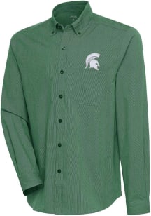 Antigua Michigan State Spartans Mens Green Compression Long Sleeve Dress Shirt