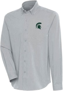 Antigua Michigan State Spartans Mens Grey Compression Long Sleeve Dress Shirt