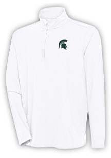 Antigua Michigan State Spartans Mens White Hunk Long Sleeve 1/4 Zip Pullover