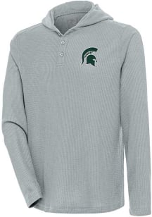 Antigua Michigan State Spartans Mens Grey Strong Hold Long Sleeve Hoodie