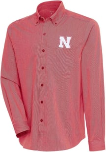 Antigua Nebraska Cornhuskers Mens Red Compression Long Sleeve Dress Shirt