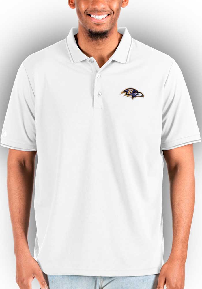 Antigua Baltimore Ravens Mens White Affluent Big and Tall Polos Shirt