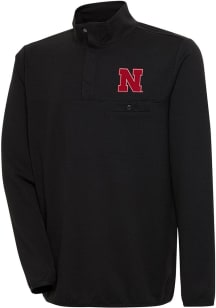 Antigua Nebraska Cornhuskers Mens Black Steamer Long Sleeve 1/4 Zip Pullover