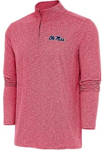 Antigua Ole Miss Rebels Mens Red Hunk Long Sleeve Qtr Zip Pullover