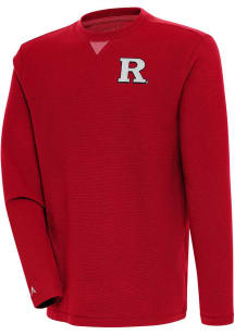 Antigua Rutgers Scarlet Knights Mens Red Flier Bunker Long Sleeve Crew Sweatshirt