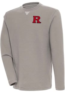 Antigua Rutgers Scarlet Knights Mens Oatmeal Flier Bunker Long Sleeve Crew Sweatshirt