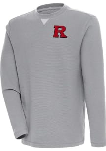 Antigua Rutgers Scarlet Knights Mens Grey Flier Bunker Long Sleeve Crew Sweatshirt