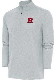 Mens Rutgers Scarlet Knights Grey Antigua Hunk 1/4 Zip Pullover