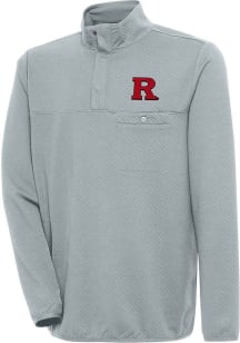 Antigua Rutgers Scarlet Knights Mens Grey Steamer Long Sleeve 1/4 Zip Pullover